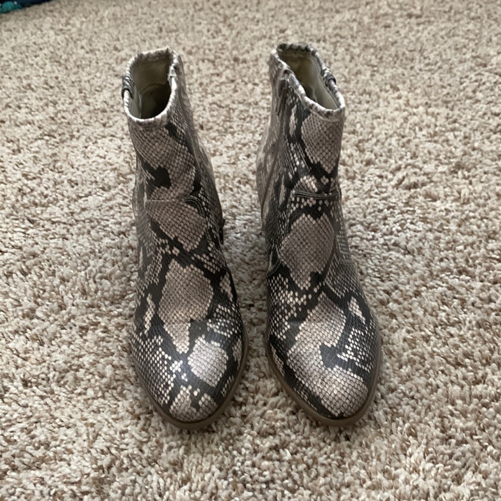 Snakeskin booties